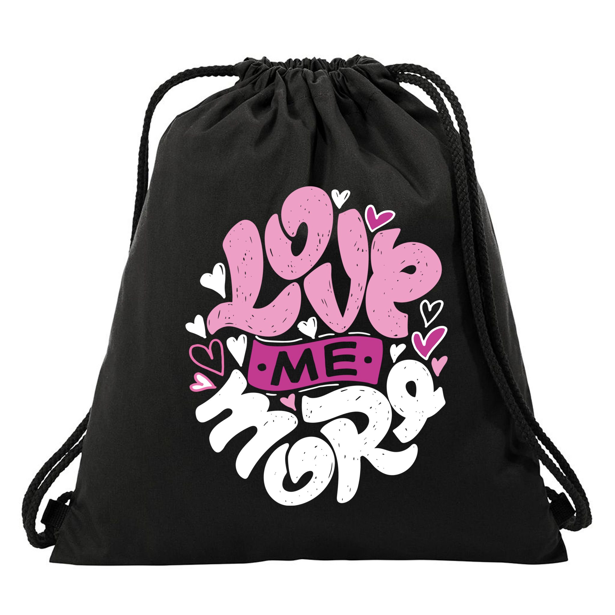 Love Me More Cute Hearts Drawstring Bag