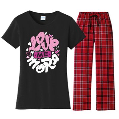 Love Me More Cute Hearts Women's Flannel Pajama Set