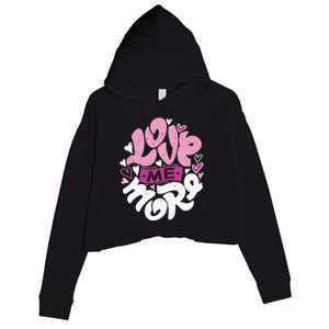 Love Me More Cute Hearts Crop Fleece Hoodie