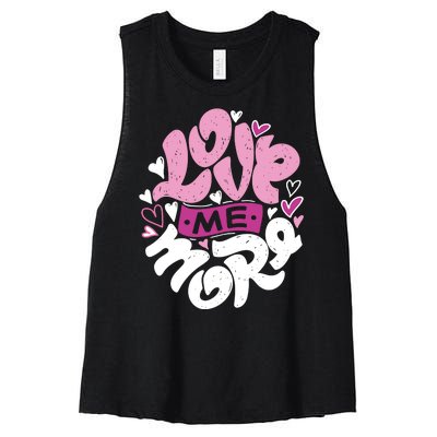 Love Me More Cute Hearts Women's Racerback Cropped Tank