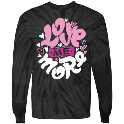 Love Me More Cute Hearts Tie-Dye Long Sleeve Shirt