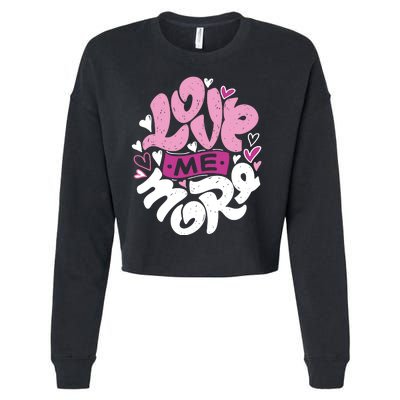 Love Me More Cute Hearts Cropped Pullover Crew