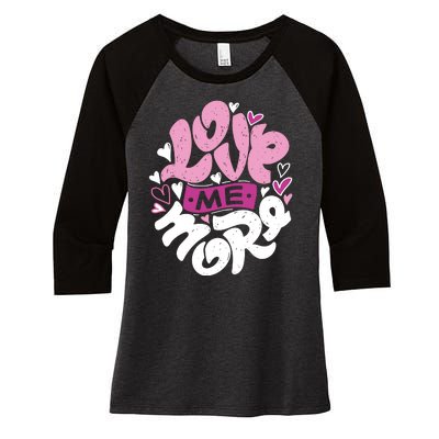 Love Me More Cute Hearts Women's Tri-Blend 3/4-Sleeve Raglan Shirt