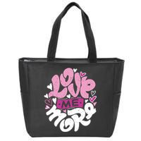 Love Me More Cute Hearts Zip Tote Bag