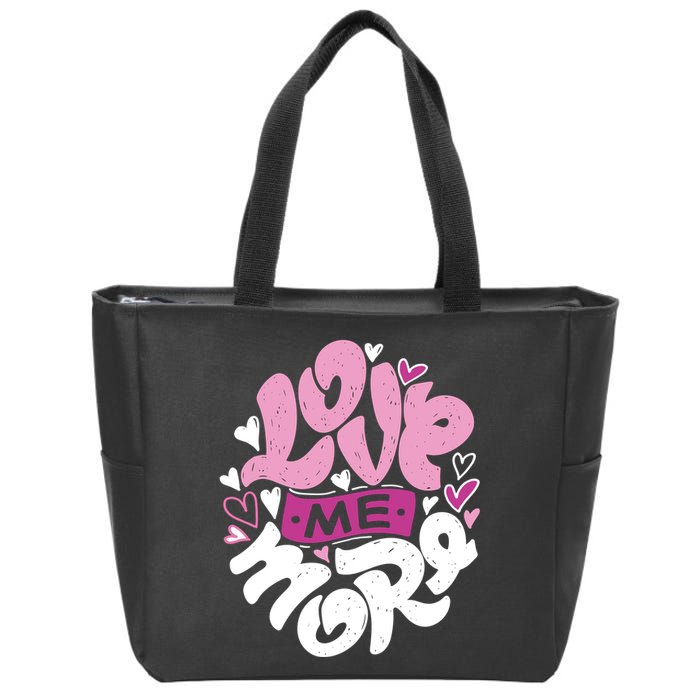 Love Me More Cute Hearts Zip Tote Bag