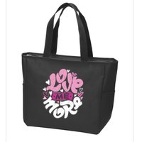 Love Me More Cute Hearts Zip Tote Bag