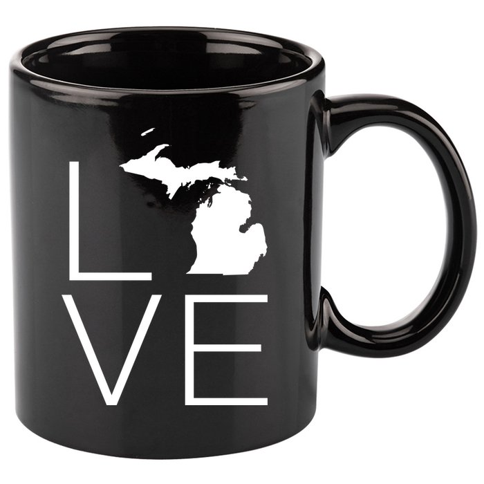 Love Michigan 11oz C Handle Ceramic Mug