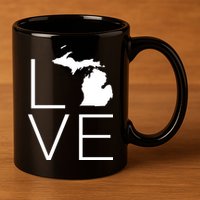 Love Michigan 11oz C Handle Ceramic Mug