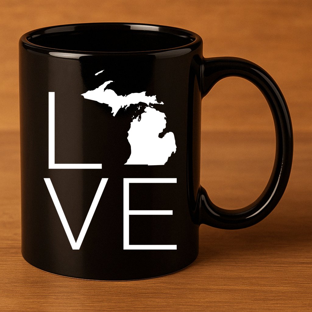Love Michigan 11oz C Handle Ceramic Mug