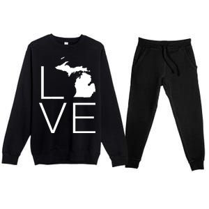 Love Michigan Premium Crewneck Sweatsuit Set