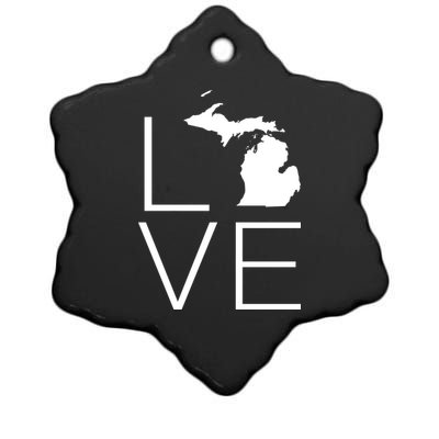 Love Michigan Ceramic Star Ornament