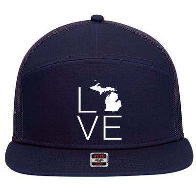 Love Michigan 7 Panel Mesh Trucker Snapback Hat