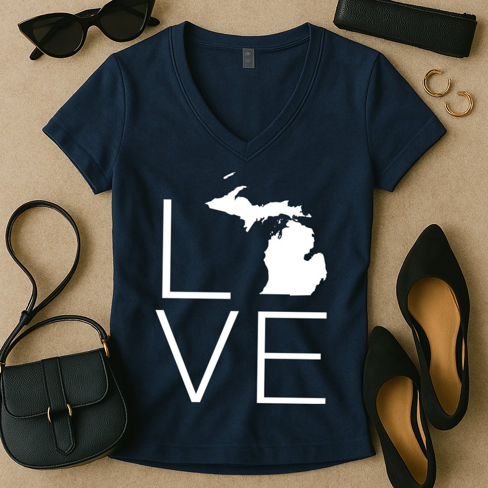 Love Michigan Women's V-Neck T-Shirt