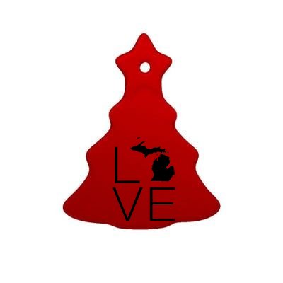 Love Michigan Ceramic Tree Ornament