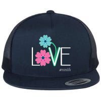 Love Mimi Flower MimiLife Flat Bill Trucker Hat