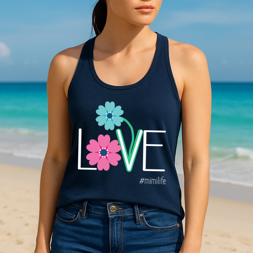 Love Mimi Flower MimiLife Womens Tank Top
