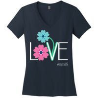 Love Mimi Flower MimiLife Women's V-Neck T-Shirt