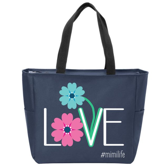 Love Mimi Flower MimiLife Zip Tote Bag