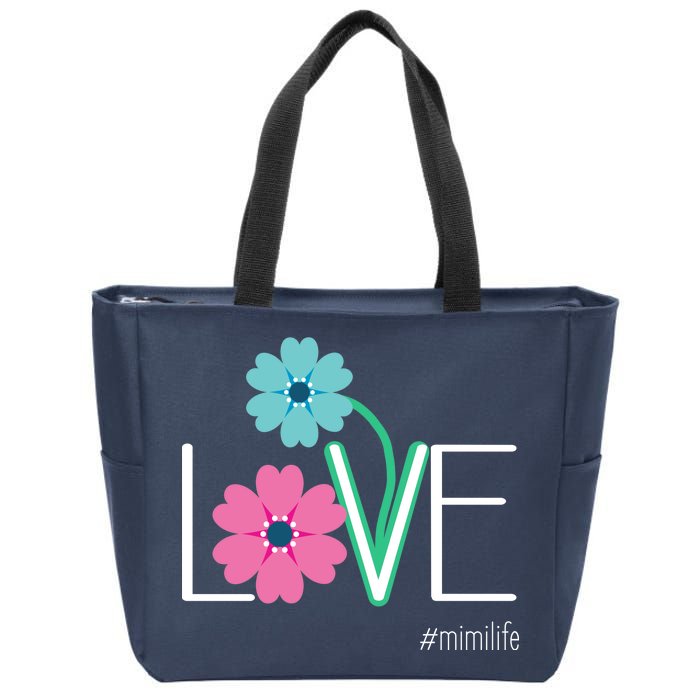 Love Mimi Flower MimiLife Zip Tote Bag