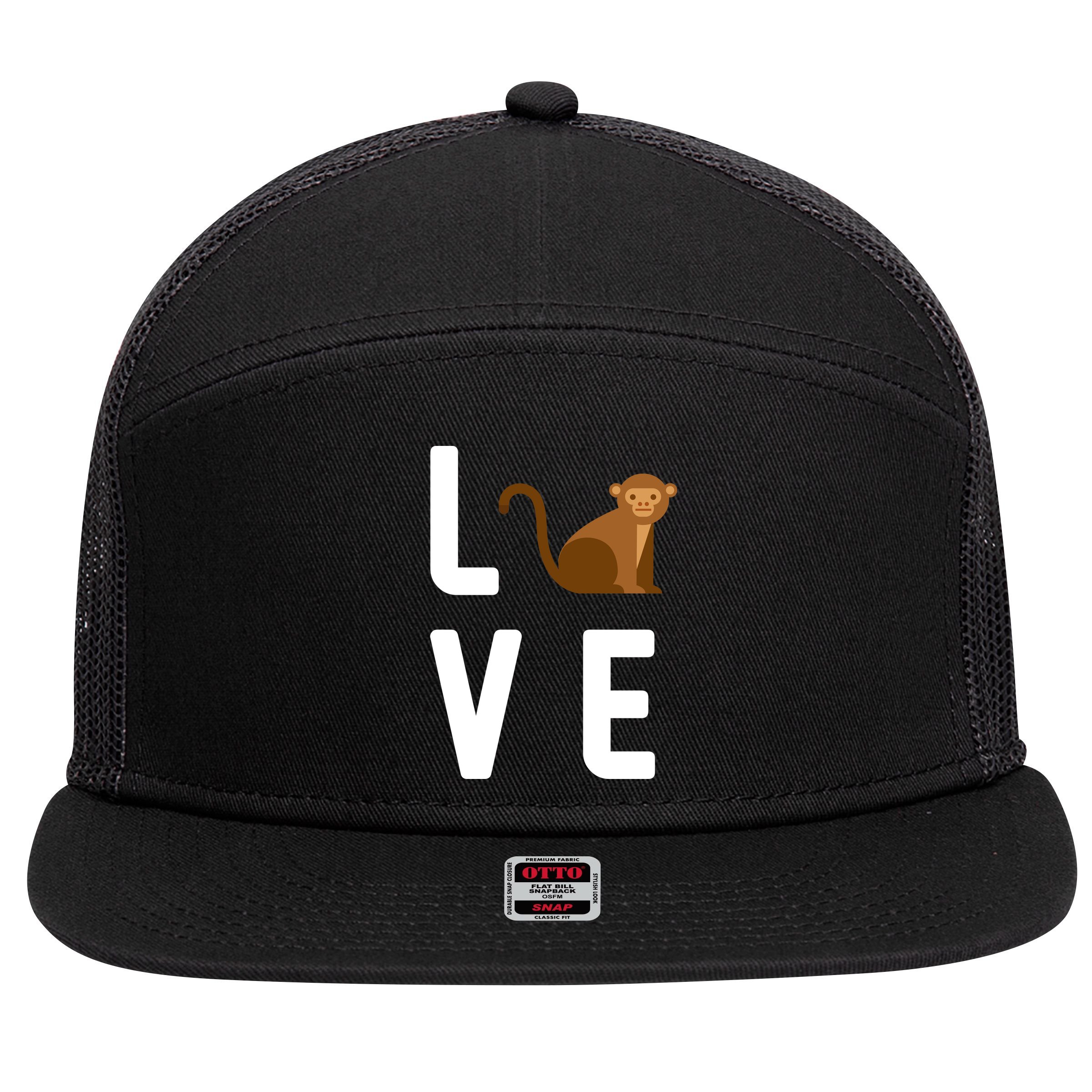 Love Monkeys 7 Panel Mesh Trucker Snapback Hat