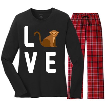 Love Monkeys Women's Long Sleeve Flannel Pajama Set 