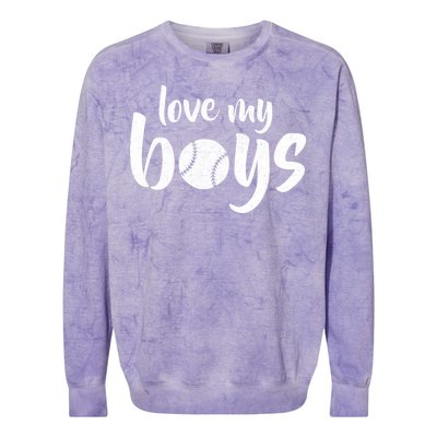 Love My Boys Baseball Mom Colorblast Crewneck Sweatshirt