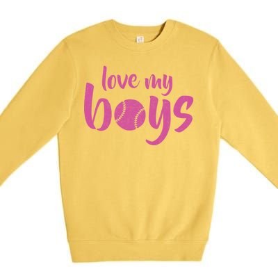 Love My Boys Baseball Mom Premium Crewneck Sweatshirt