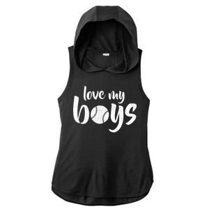 Love My Boys Baseball Mom Ladies PosiCharge Tri-Blend Wicking Draft Hoodie Tank