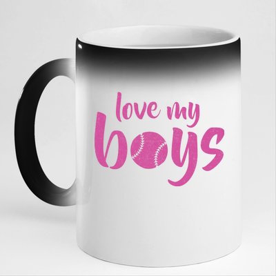 Love My Boys Baseball Mom 11oz Black Color Changing Mug