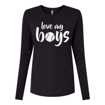 Love My Boys Baseball Mom Womens Cotton Relaxed Long Sleeve T-Shirt