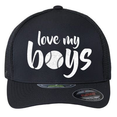 Love My Boys Baseball Mom Flexfit Unipanel Trucker Cap