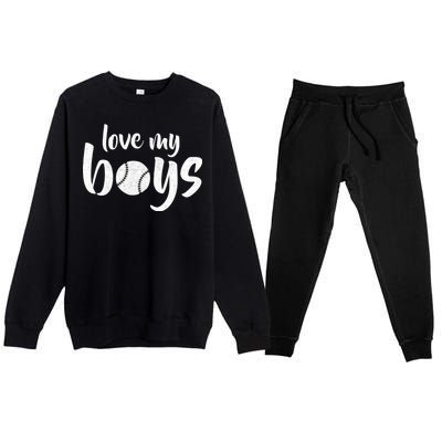 Love My Boys Baseball Mom Premium Crewneck Sweatsuit Set