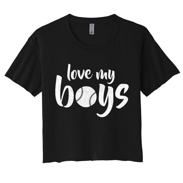 Love My Boys Baseball Mom Crop Top