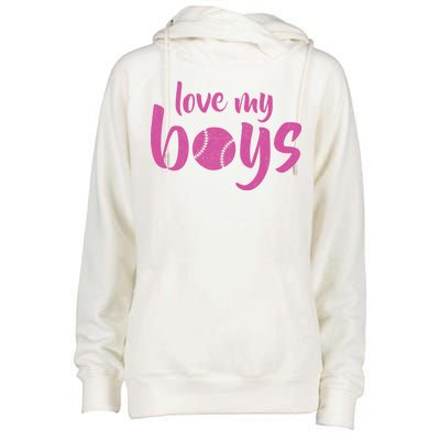 Love My Boys Baseball Mom Womens Funnel Neck Pullover Hood