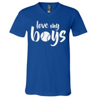 Love My Boys Baseball Mom V-Neck T-Shirt