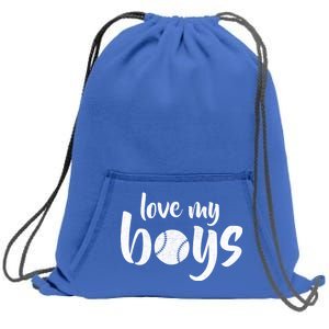 Love My Boys Baseball Mom Sweatshirt Cinch Pack Bag