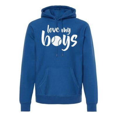 Love My Boys Baseball Mom Premium Hoodie