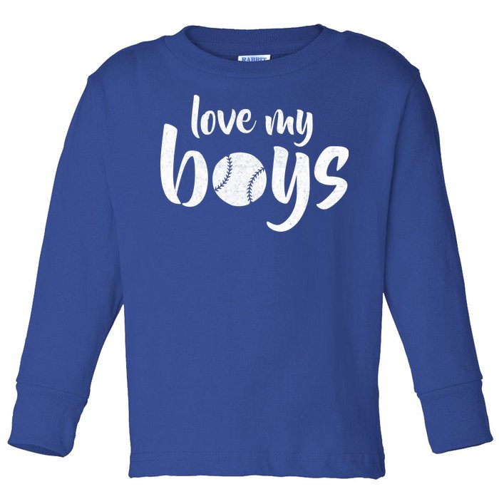 Love My Boys Baseball Mom Toddler Long Sleeve Shirt