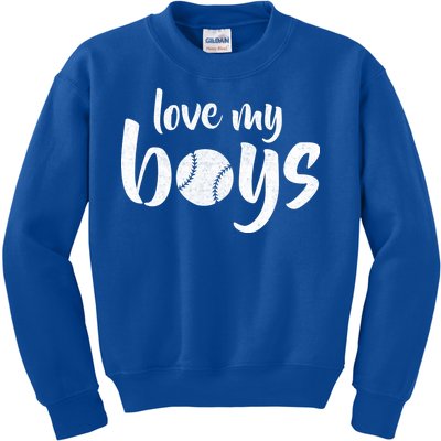 Love My Boys Baseball Mom Kids Sweatshirt