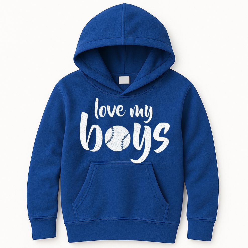 Love My Boys Baseball Mom Kids Hoodie