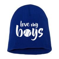 Love My Boys Baseball Mom Short Acrylic Beanie