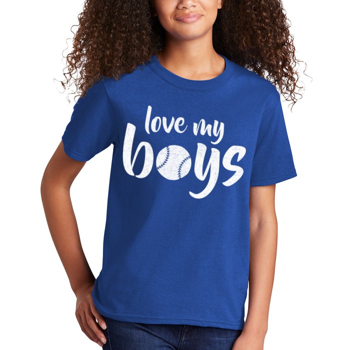 Love My Boys Baseball Mom Kids T-Shirt