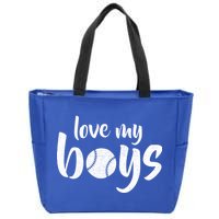 Love My Boys Baseball Mom Zip Tote Bag