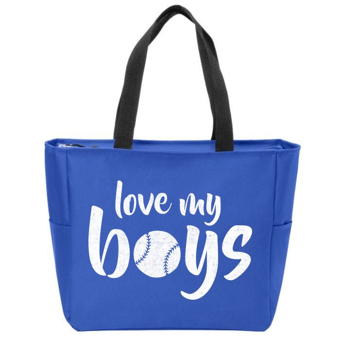 Love My Boys Baseball Mom Zip Tote Bag