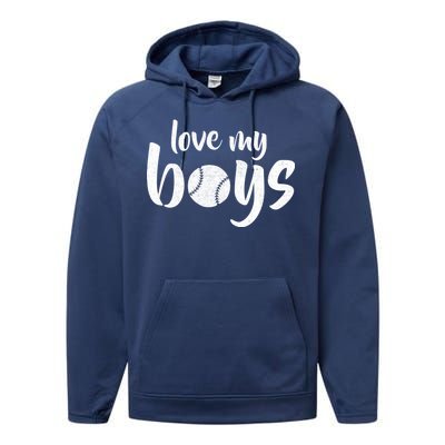 Love My Boys Baseball Mom Performance Fleece Hoodie