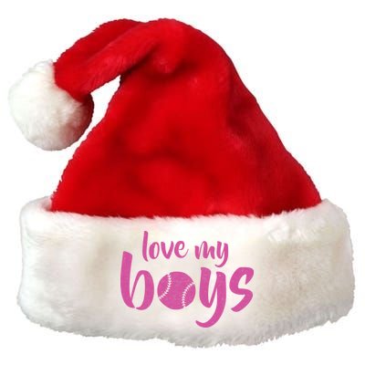 Love My Boys Baseball Mom Premium Christmas Santa Hat