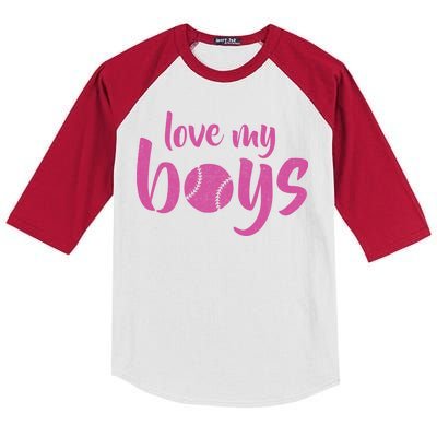 Love My Boys Baseball Mom Kids Colorblock Raglan Jersey