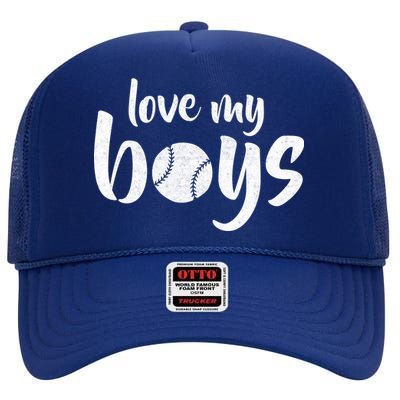 Love My Boys Baseball Mom High Crown Mesh Back Trucker Hat