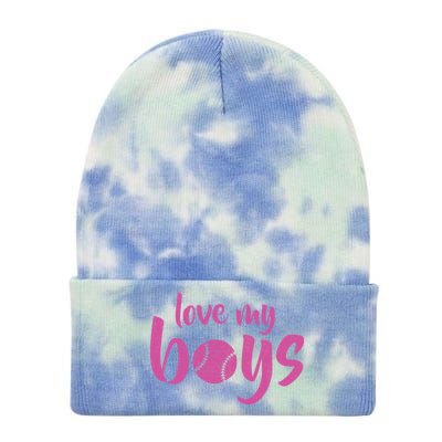 Love My Boys Baseball Mom Tie Dye 12in Knit Beanie