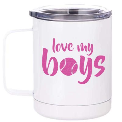 Love My Boys Baseball Mom 12 oz Stainless Steel Tumbler Cup